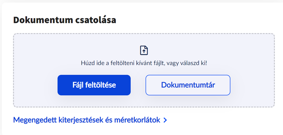 Dokumentum csatolása felugró ablak