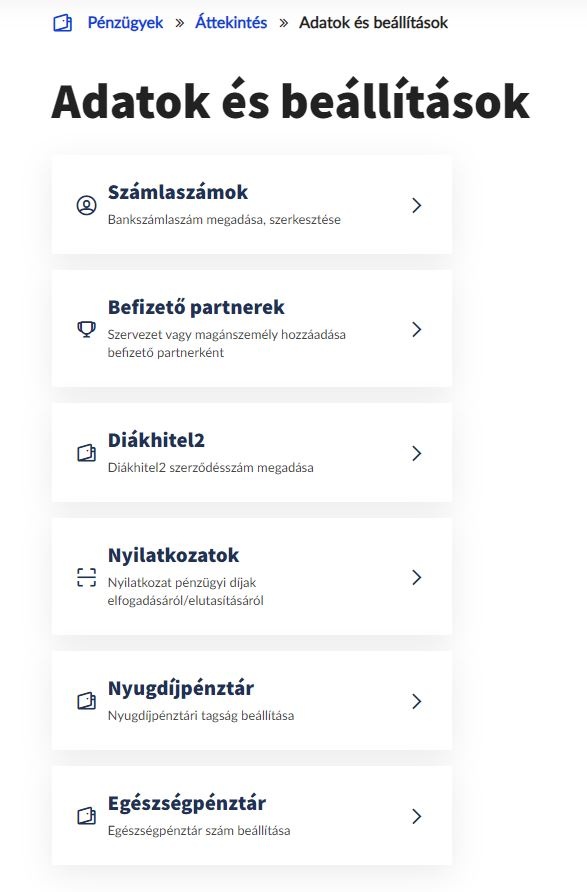Adatok és beállítások