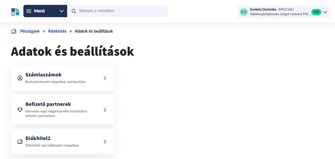 Diákhitel2 kártya