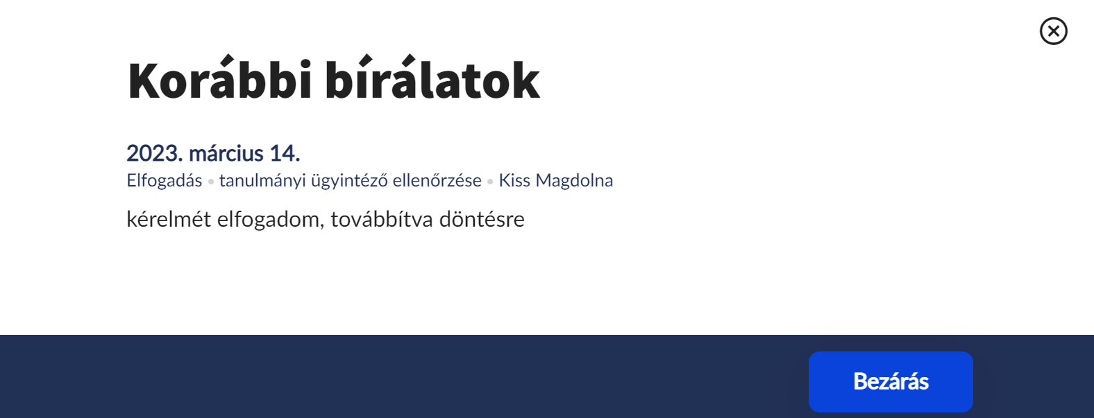 Korábbi bírálatok