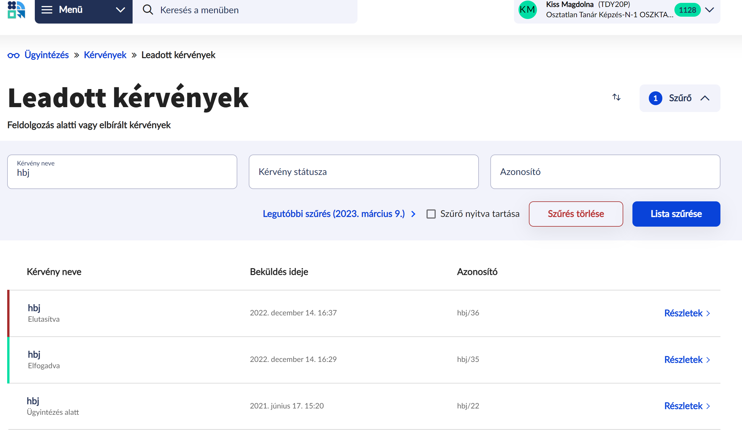 Leadott kérvények